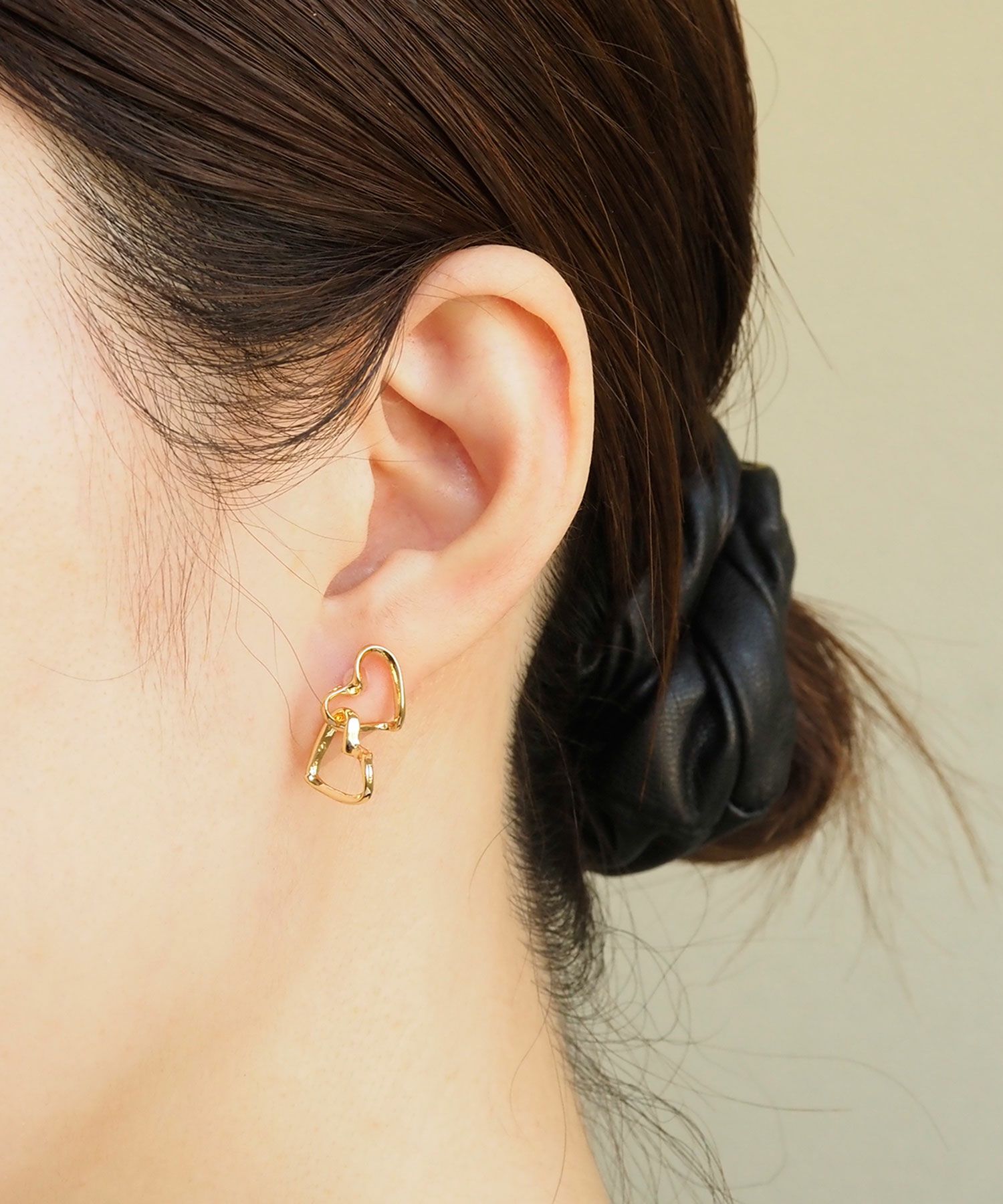 ダブルハート抗菌樹脂ポストピアス