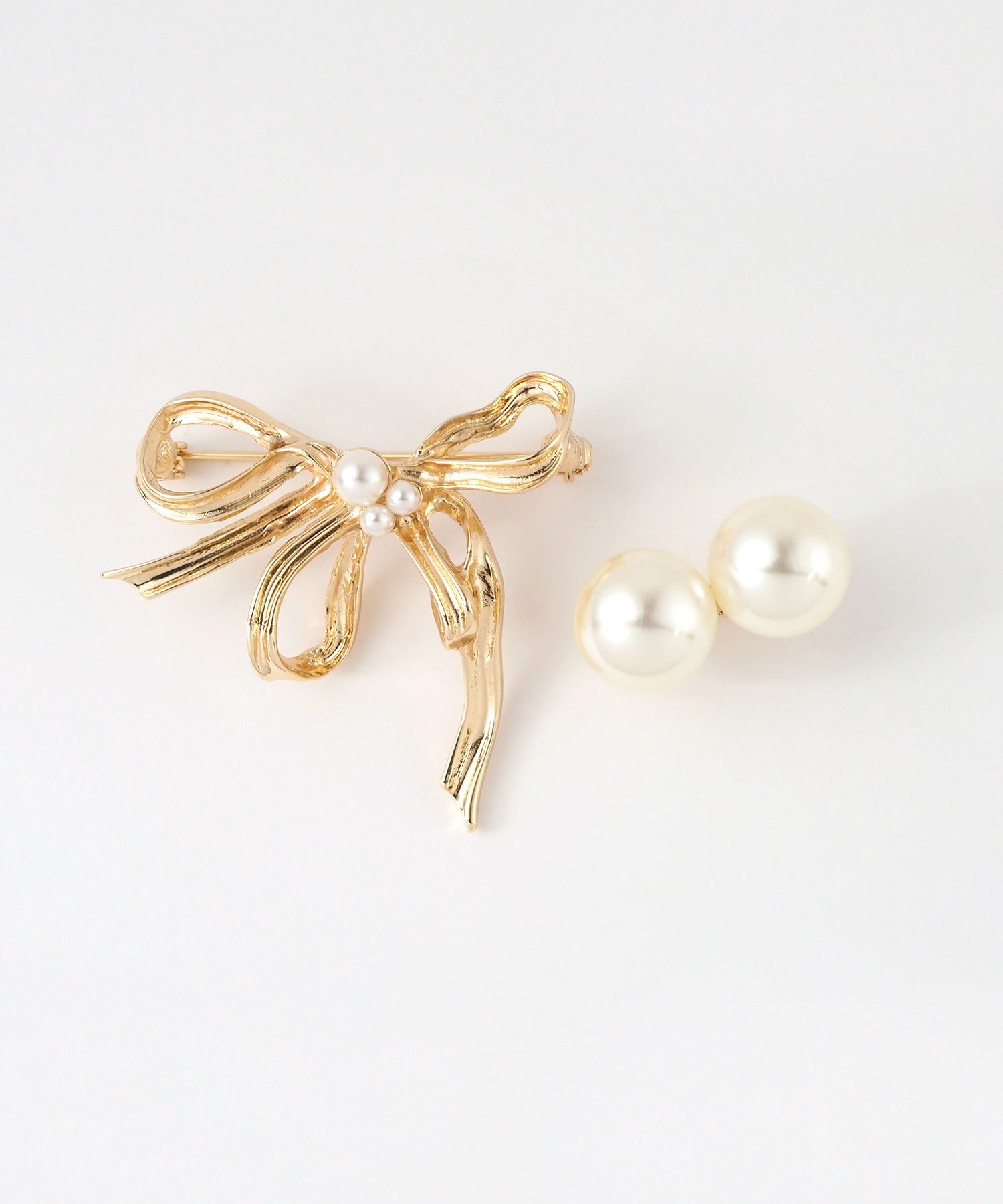 リボンパールブローチセット