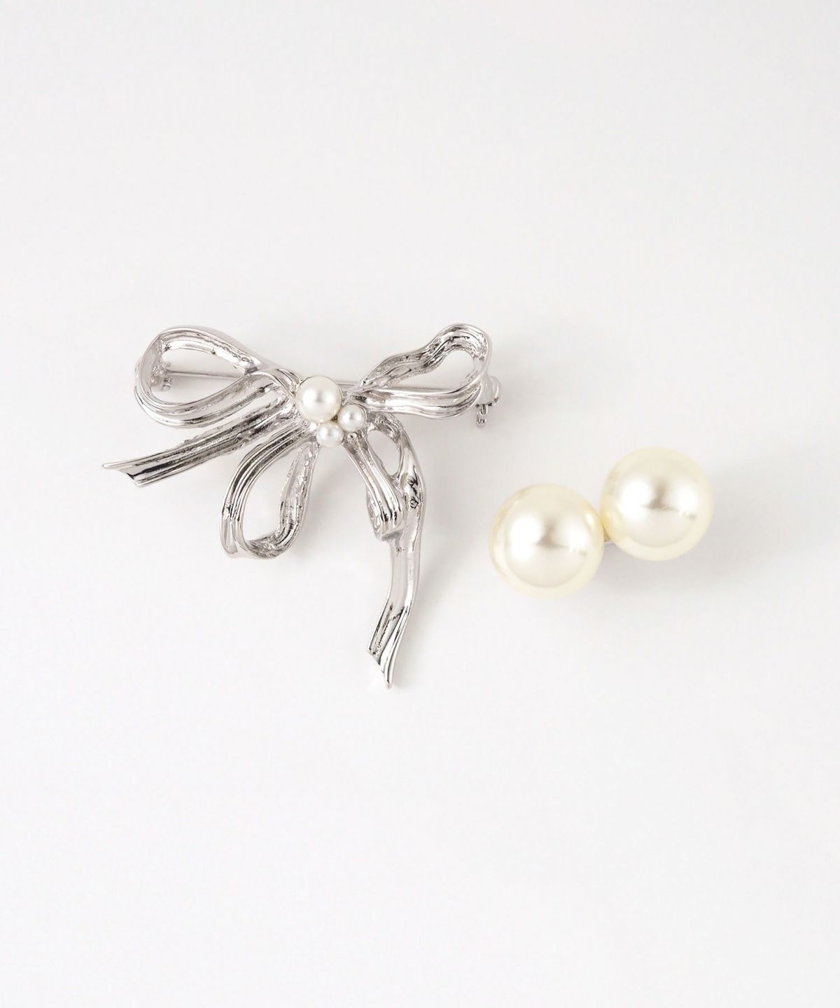 リボンパールブローチセット