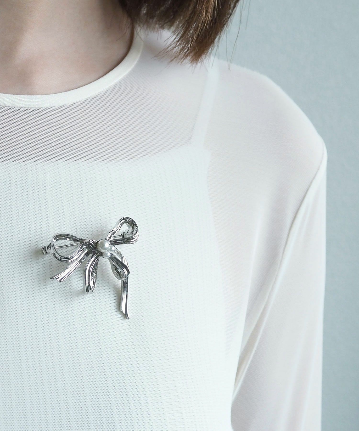 リボンパールブローチセット