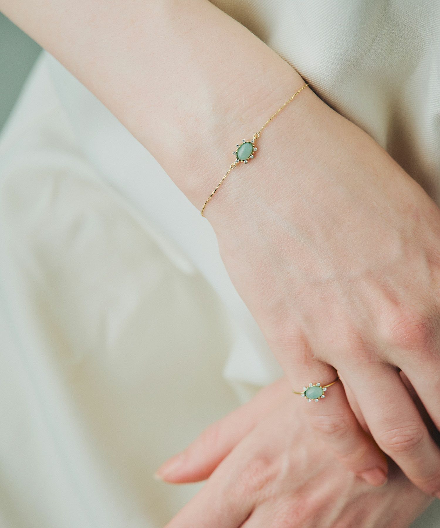 ナチュラルストーンオーバルブレスレット【MUK Dreamy stone】