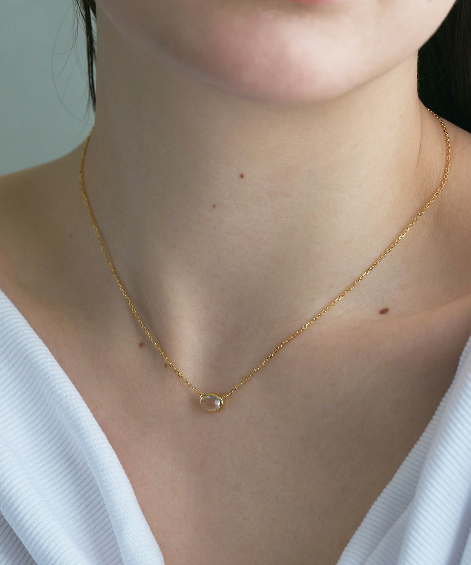 [SV925]オーバルクリスタルネックレス