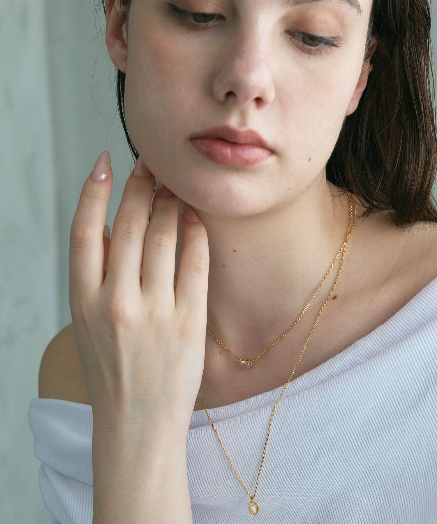 [SV925]オーバルクリスタルネックレス