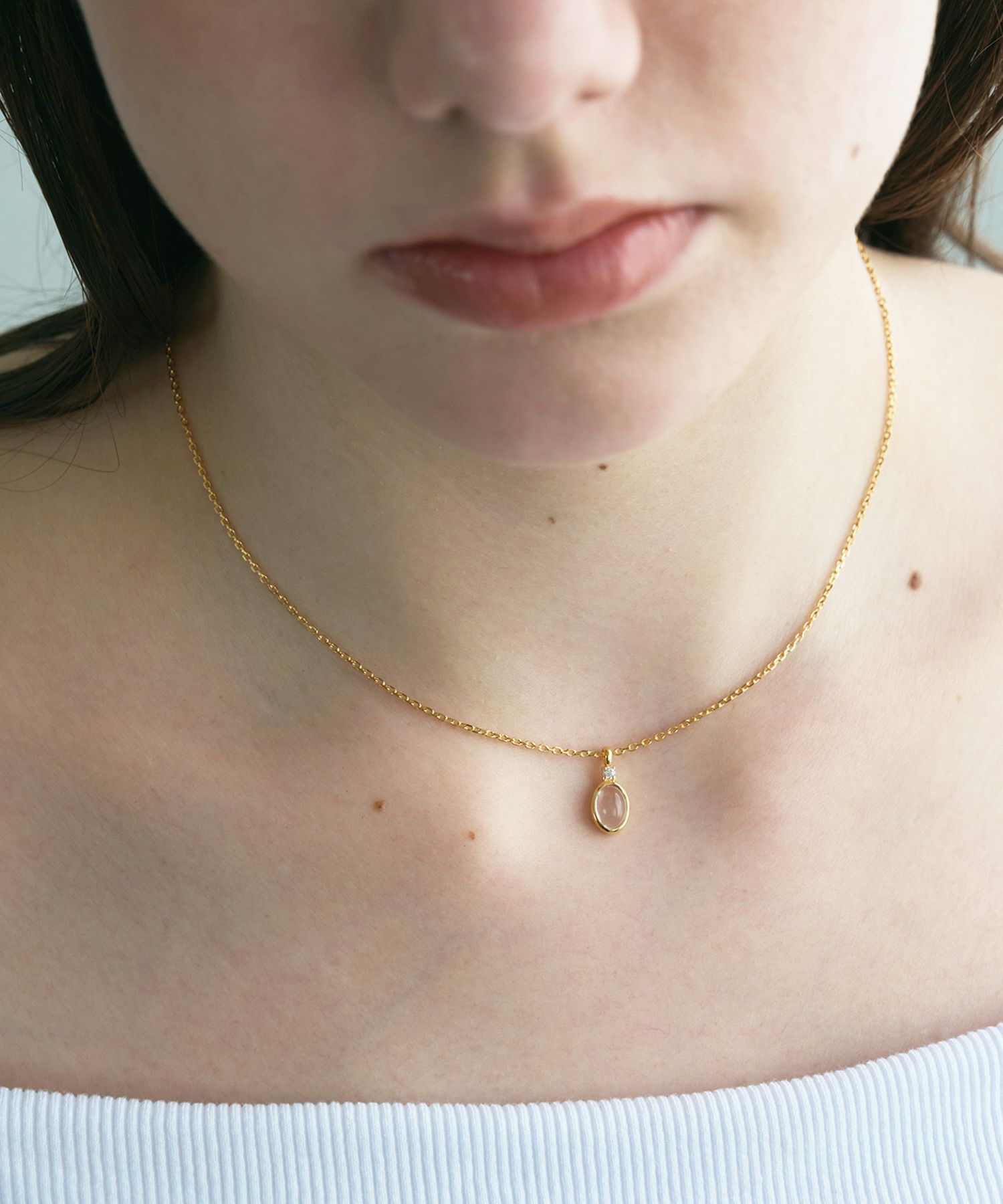 [SV925]オーバルクリスタルジルコニアネックレス