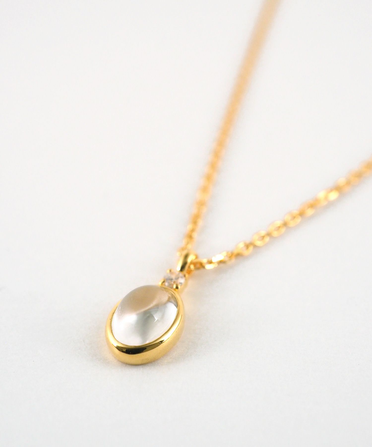 [SV925]オーバルクリスタルジルコニアネックレス