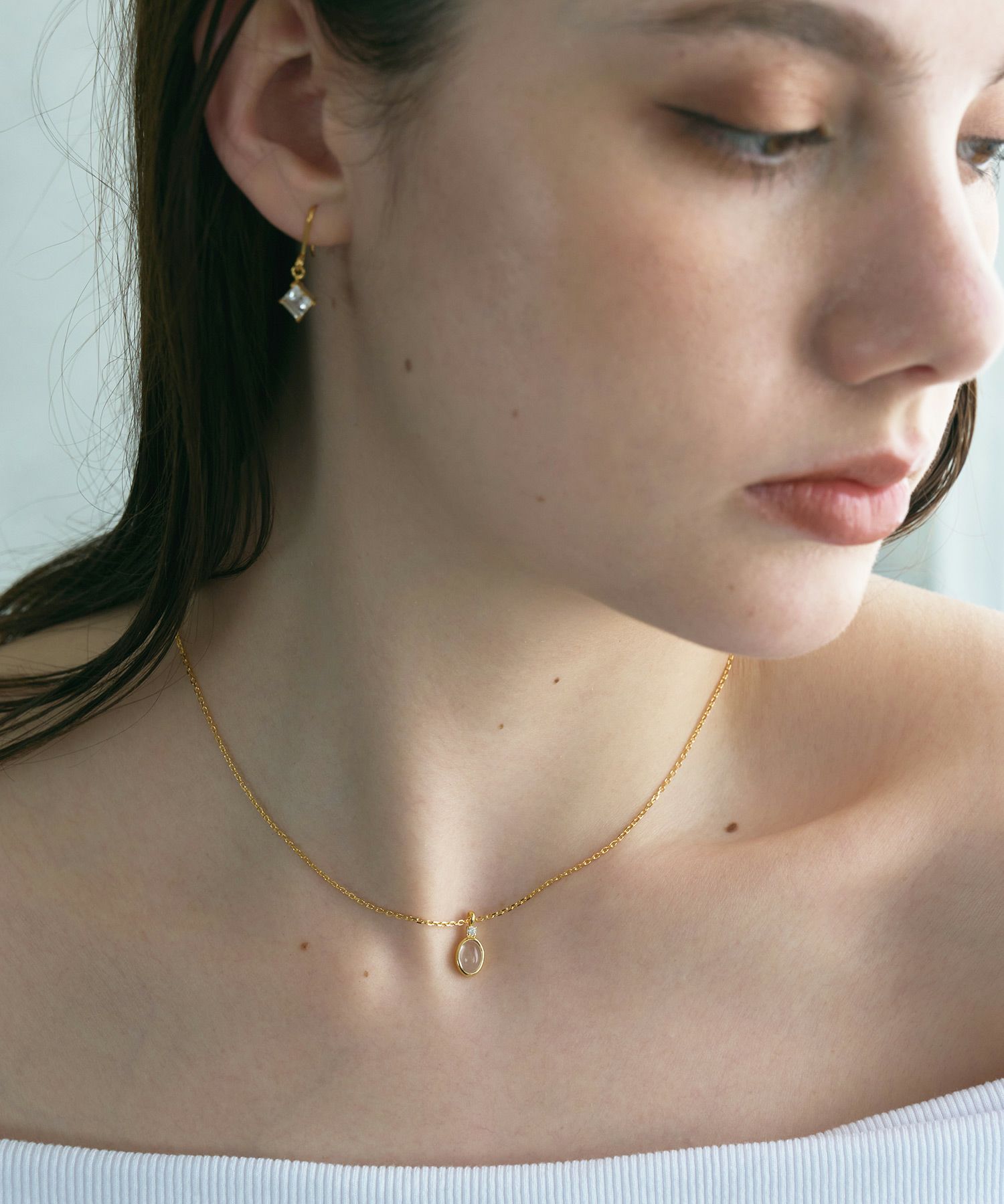 [SV925]オーバルクリスタルジルコニアネックレス