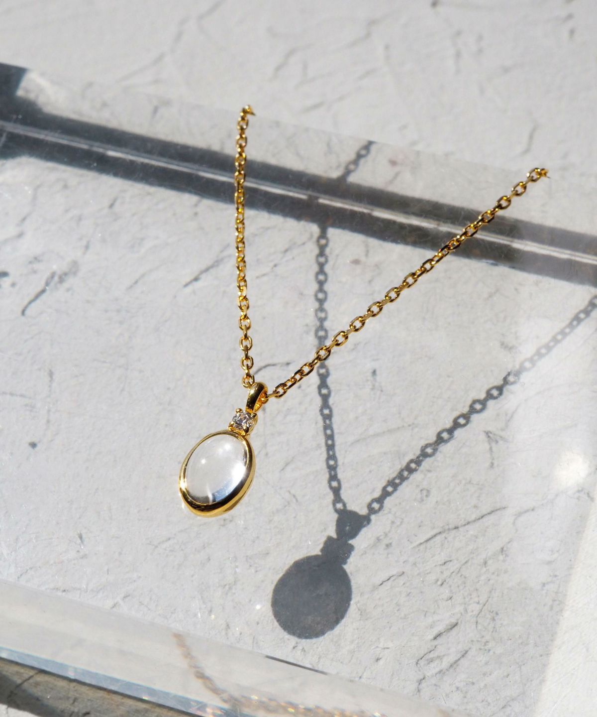 [SV925]オーバルクリスタルジルコニアネックレス