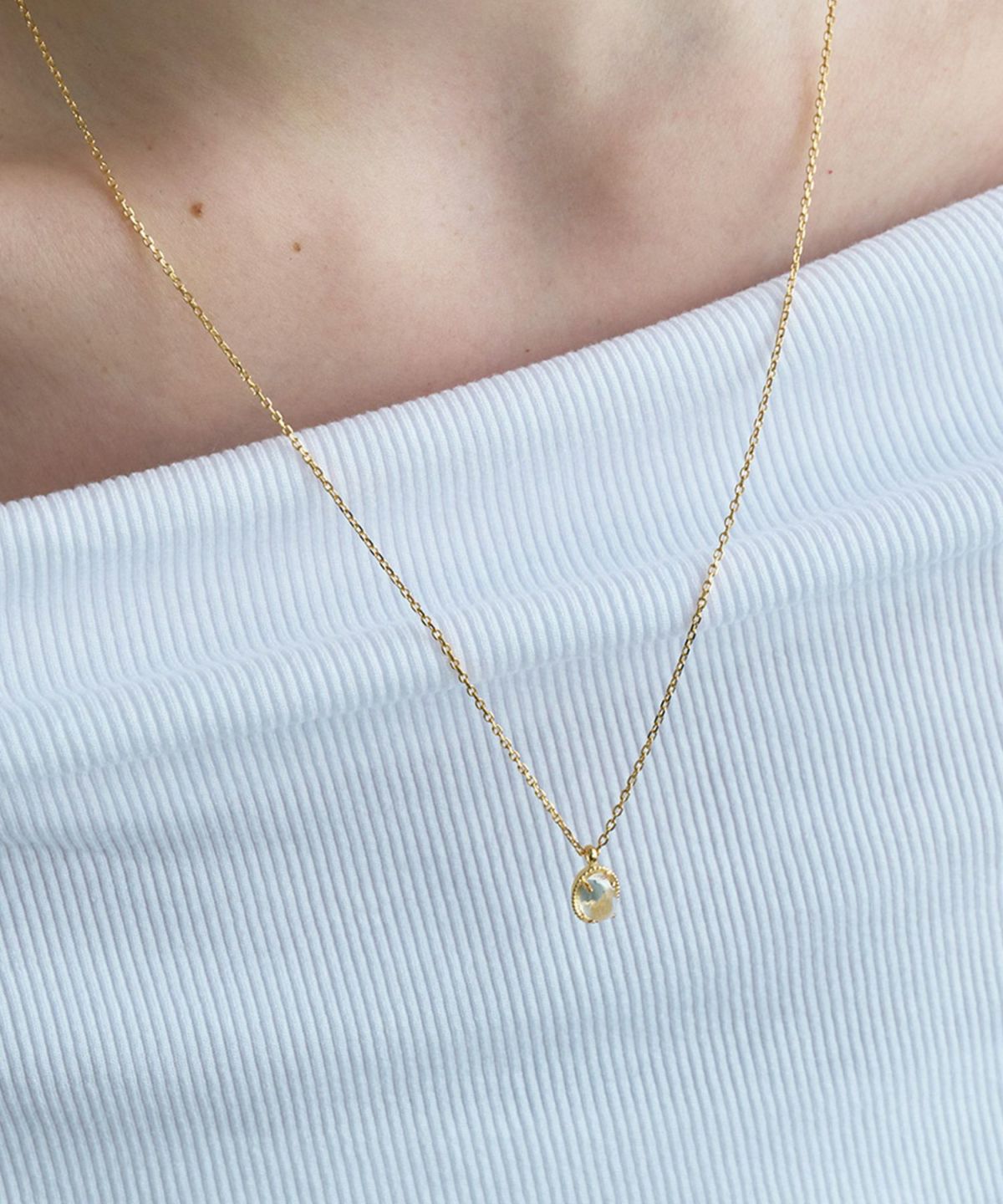 [SV925]ミルオーバルクリスタルロングネックレス