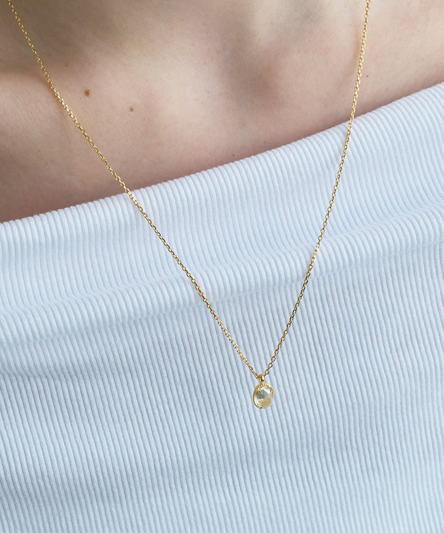 [SV925]ミルオーバルクリスタルロングネックレス