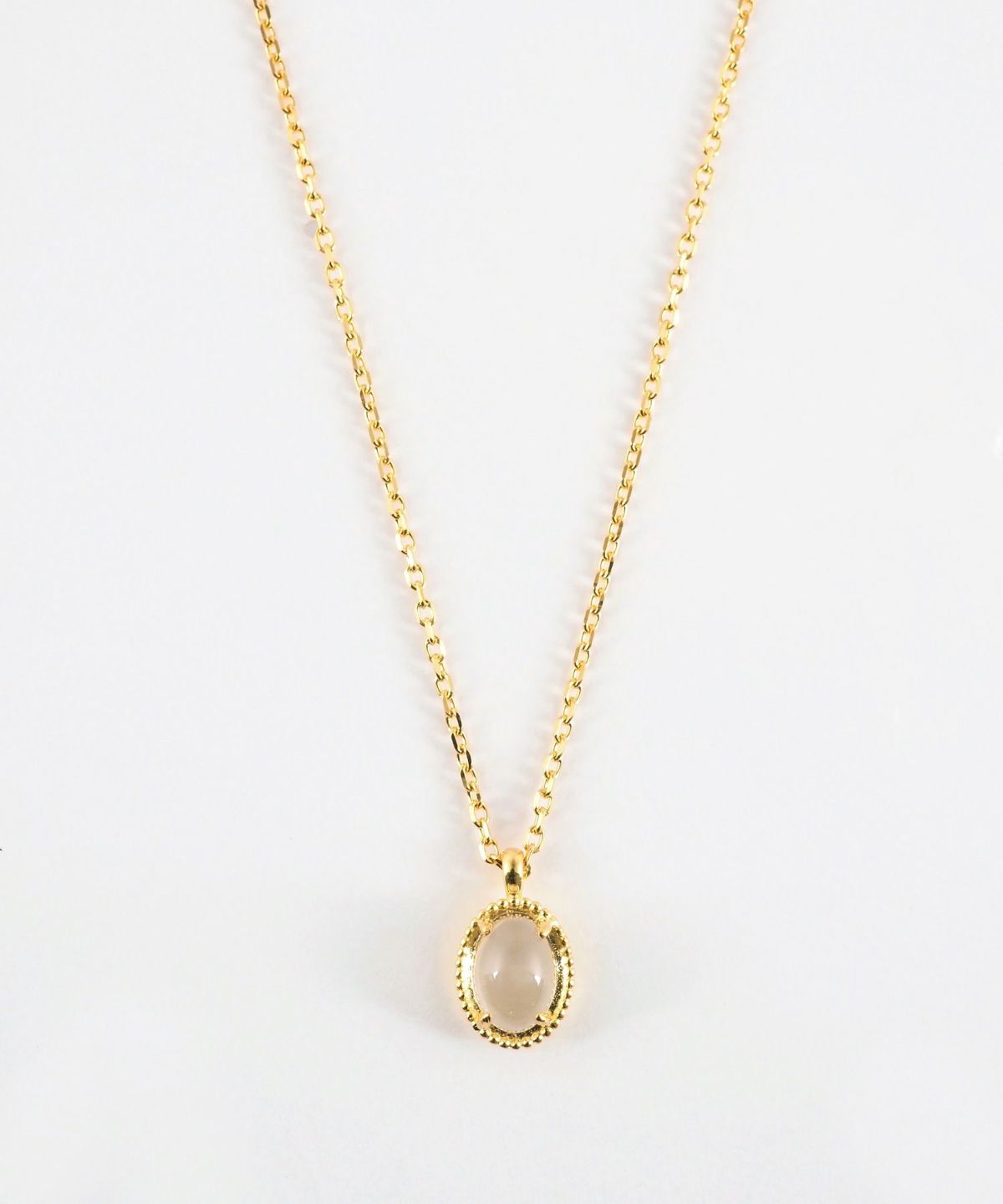 [SV925]ミルオーバルクリスタルロングネックレス