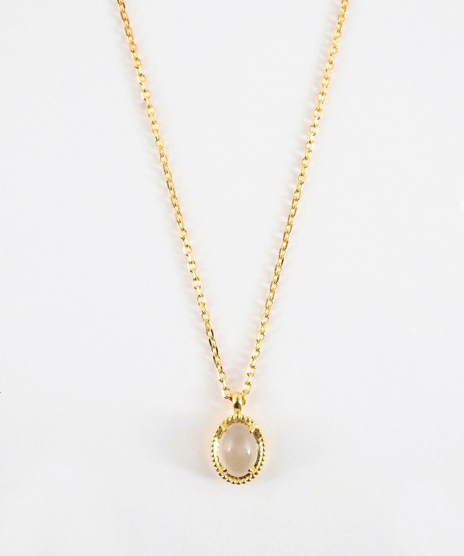 [SV925]ミルオーバルクリスタルロングネックレス