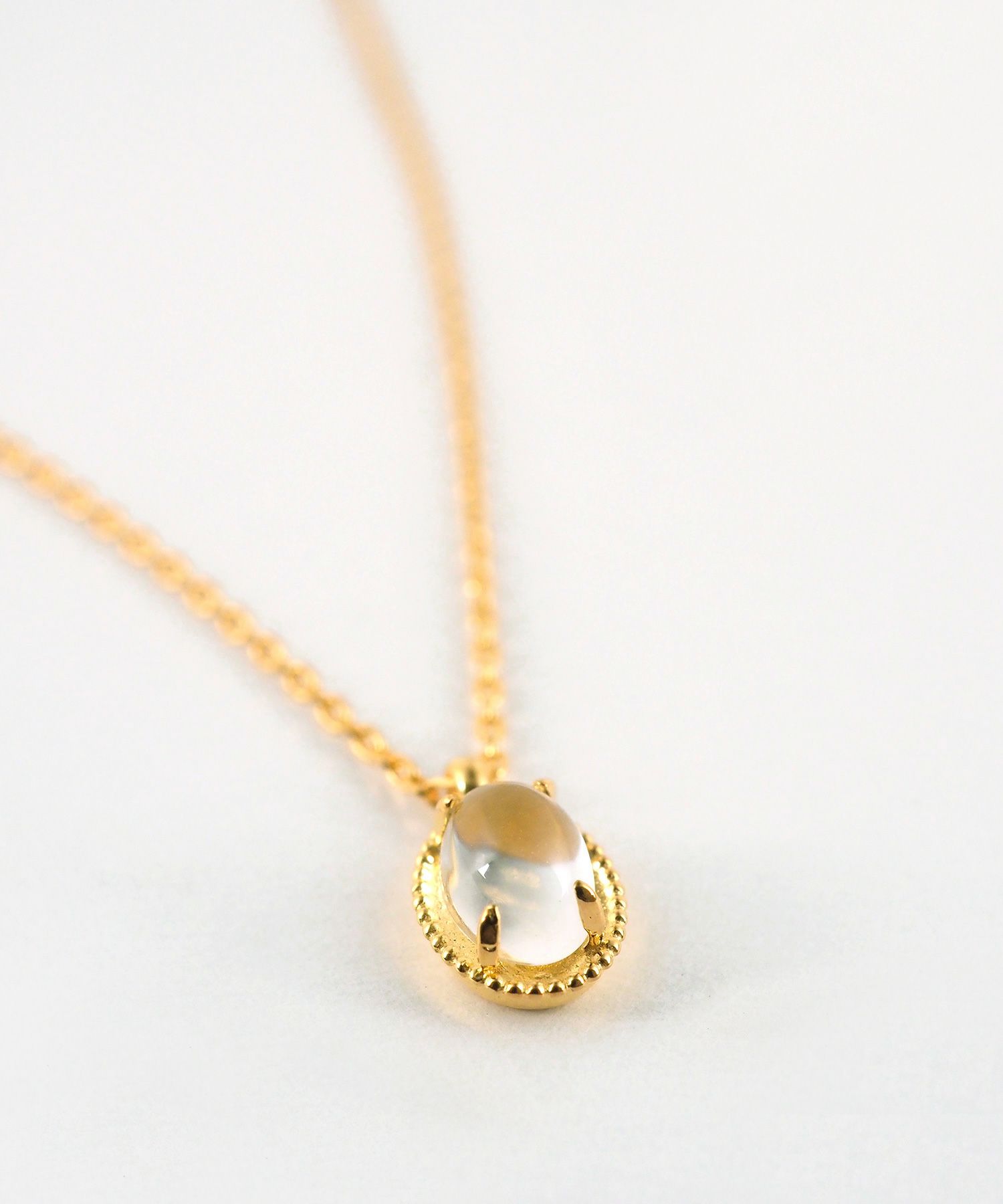 [SV925]ミルオーバルクリスタルロングネックレス