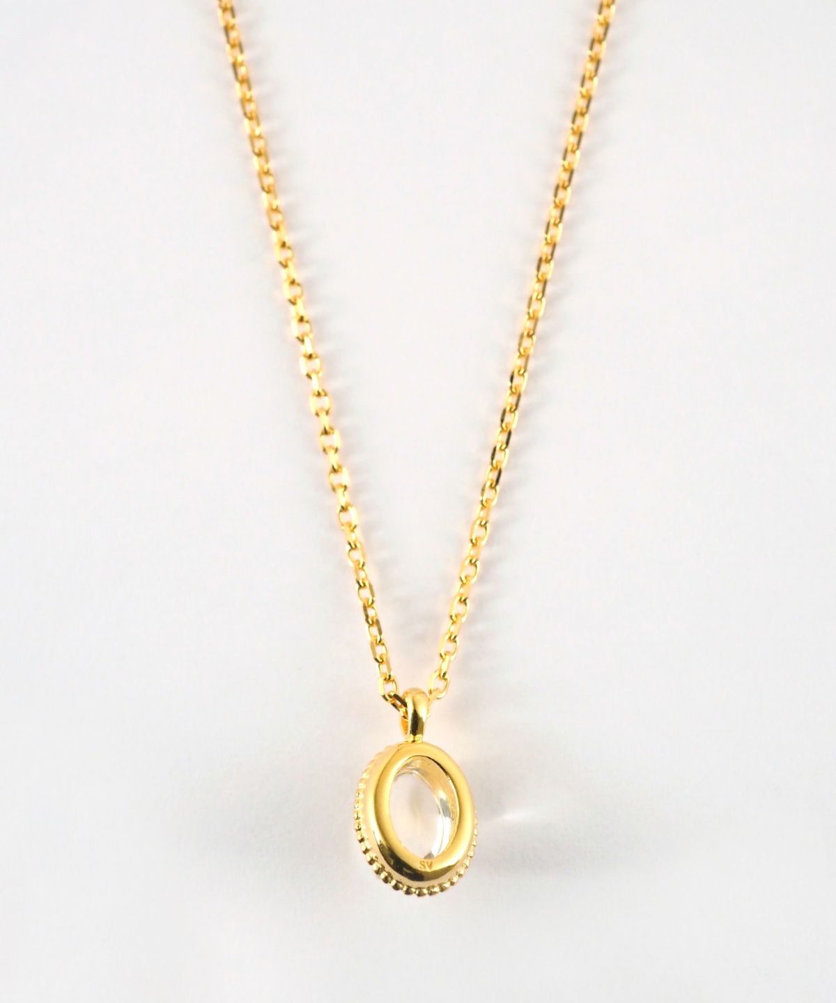 [SV925]ミルオーバルクリスタルロングネックレス