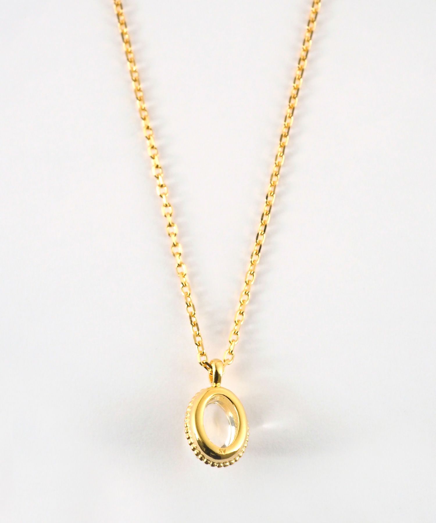 [SV925]ミルオーバルクリスタルロングネックレス