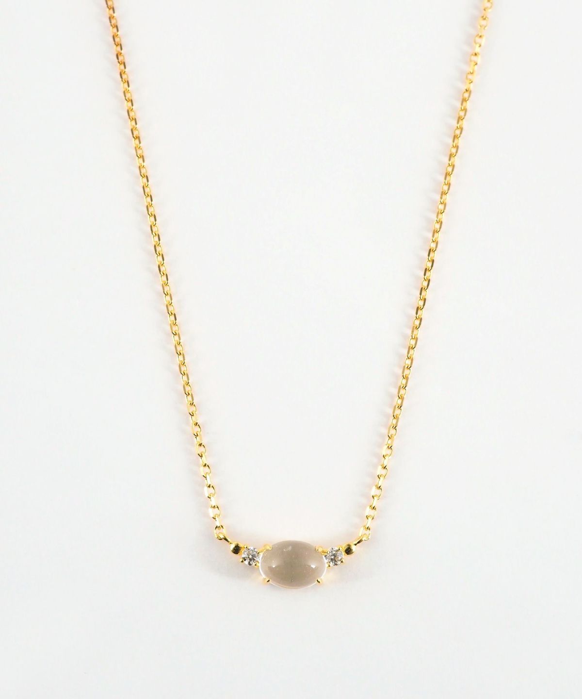 [SV925]オーバルフロートクリスタルネックレス