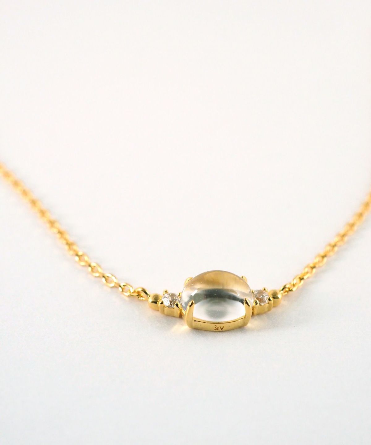 [SV925]オーバルフロートクリスタルネックレス