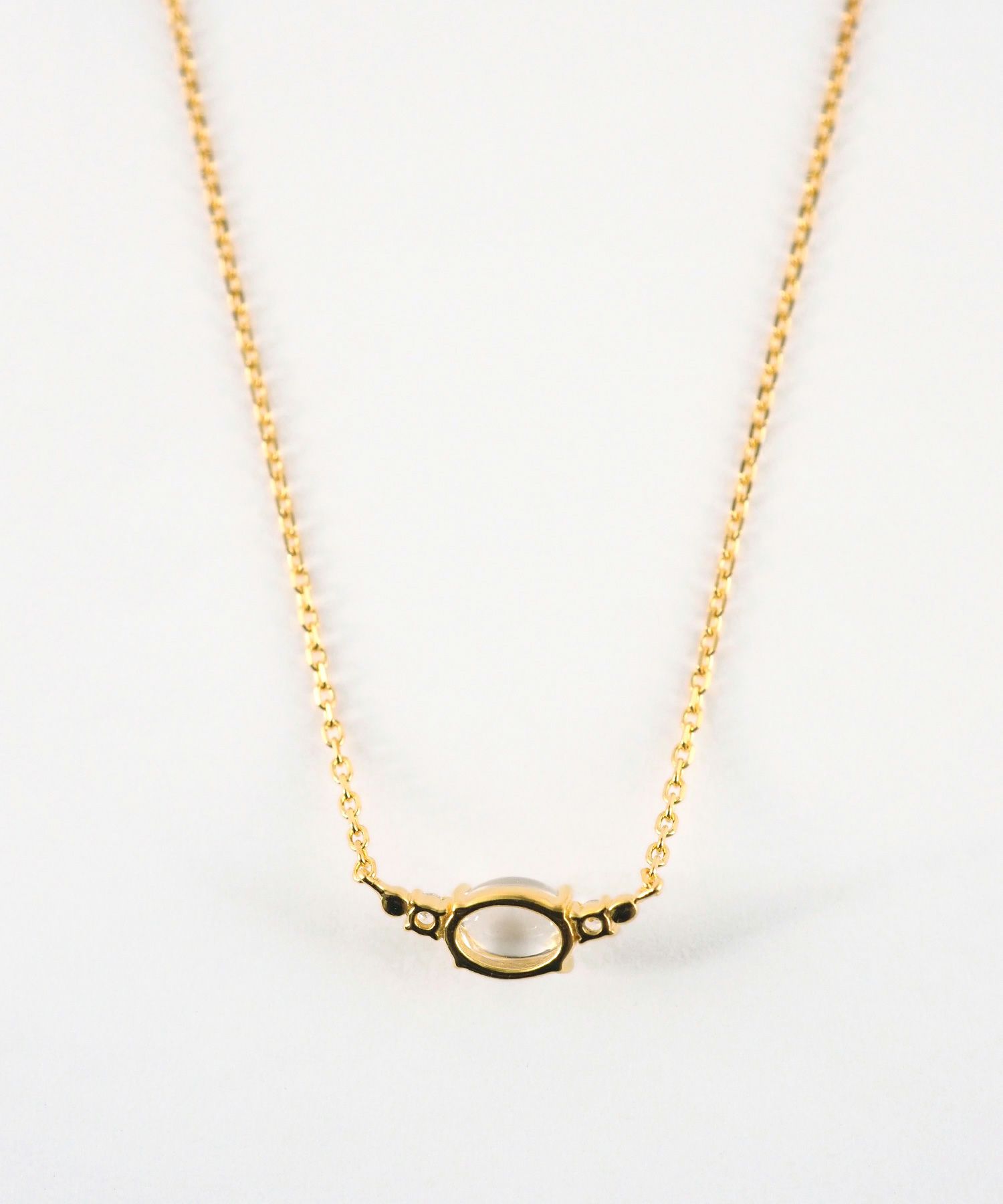 [SV925]オーバルフロートクリスタルネックレス