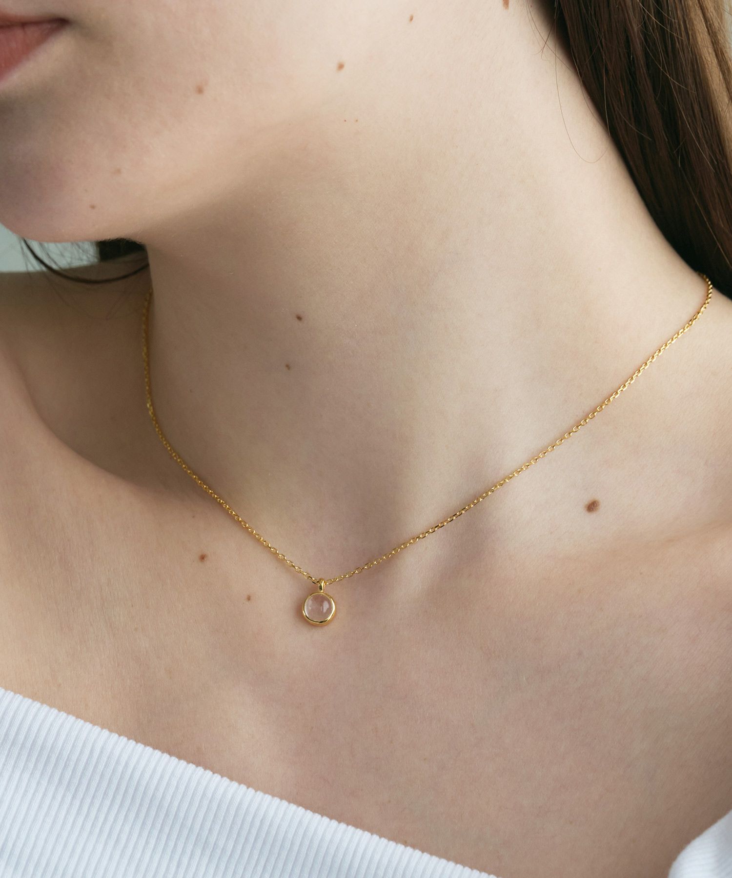 [SV925]ラウンドクリスタルネックレス