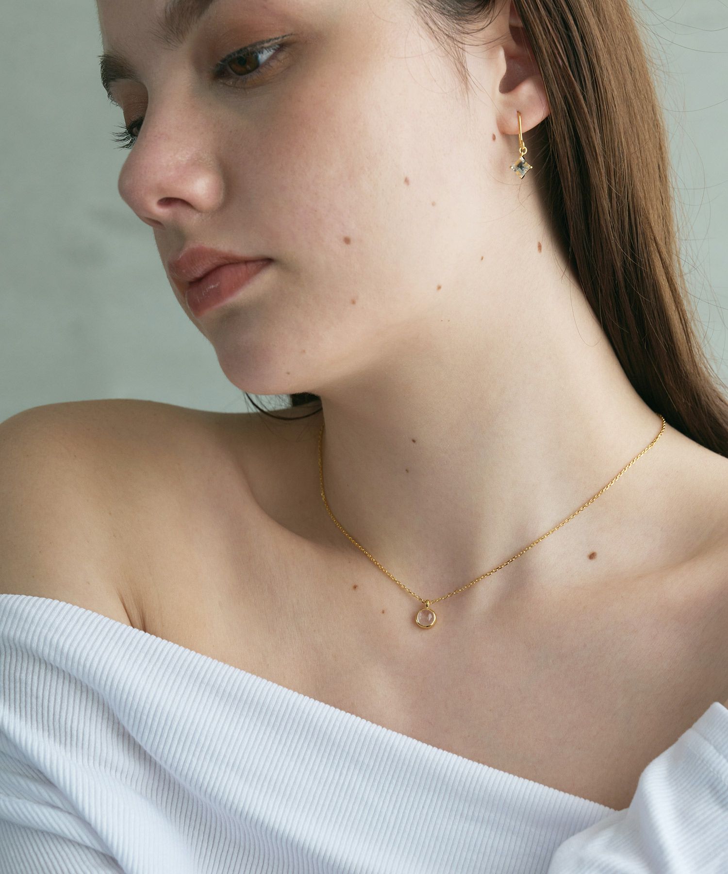 [SV925]ラウンドクリスタルネックレス