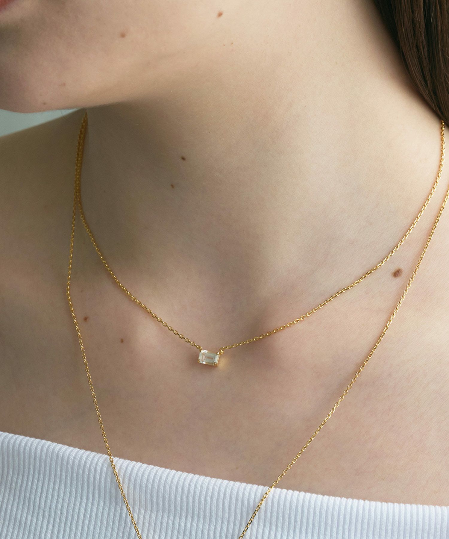 [SV925]レクタングルクリスタルネックレス