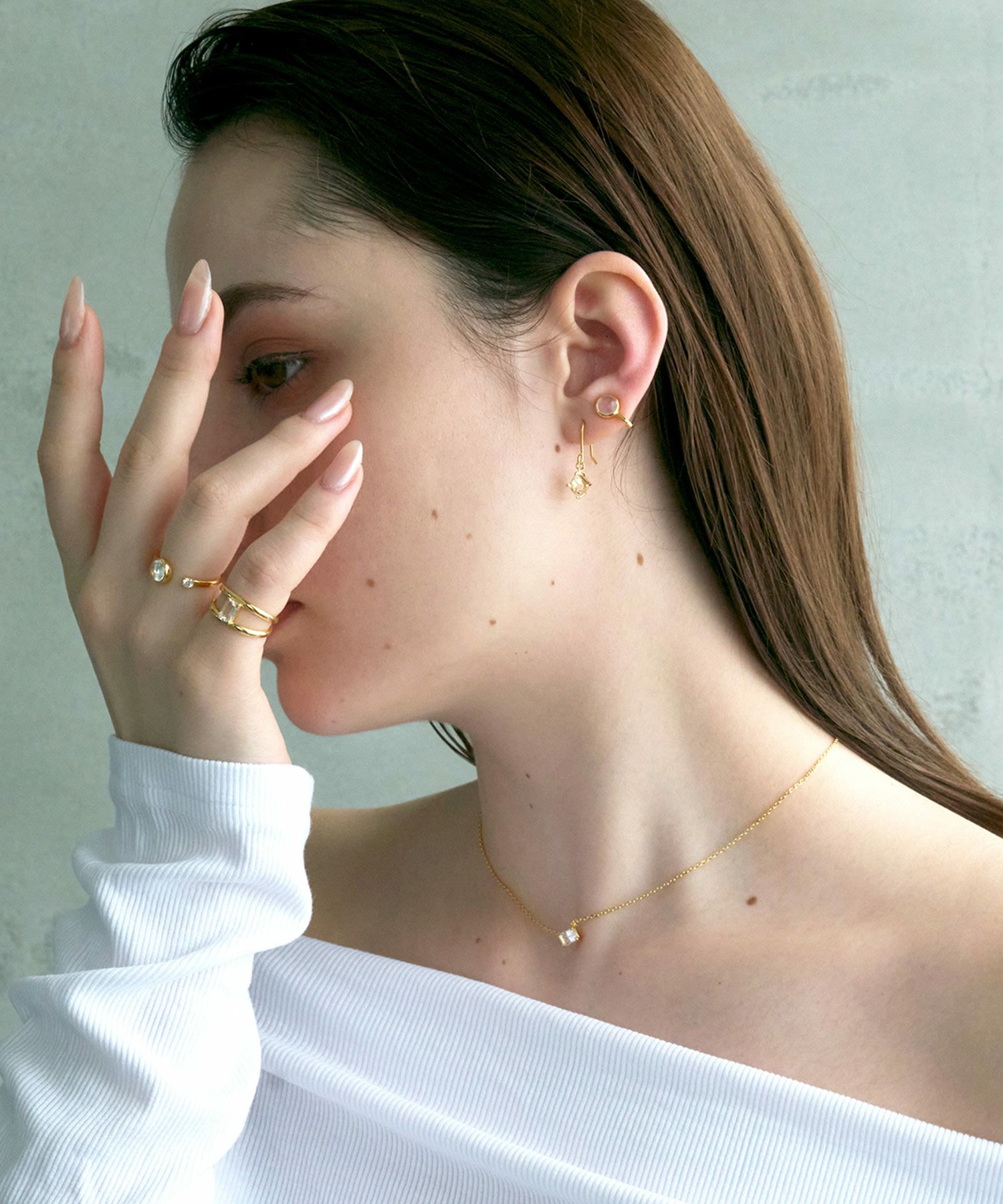 [SV925]レクタングルクリスタルネックレス