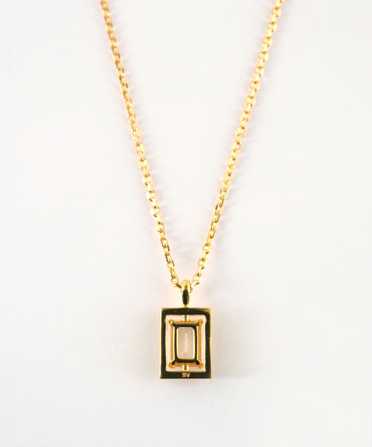 [SV925]レクタングルフレームクリスタルネックレス