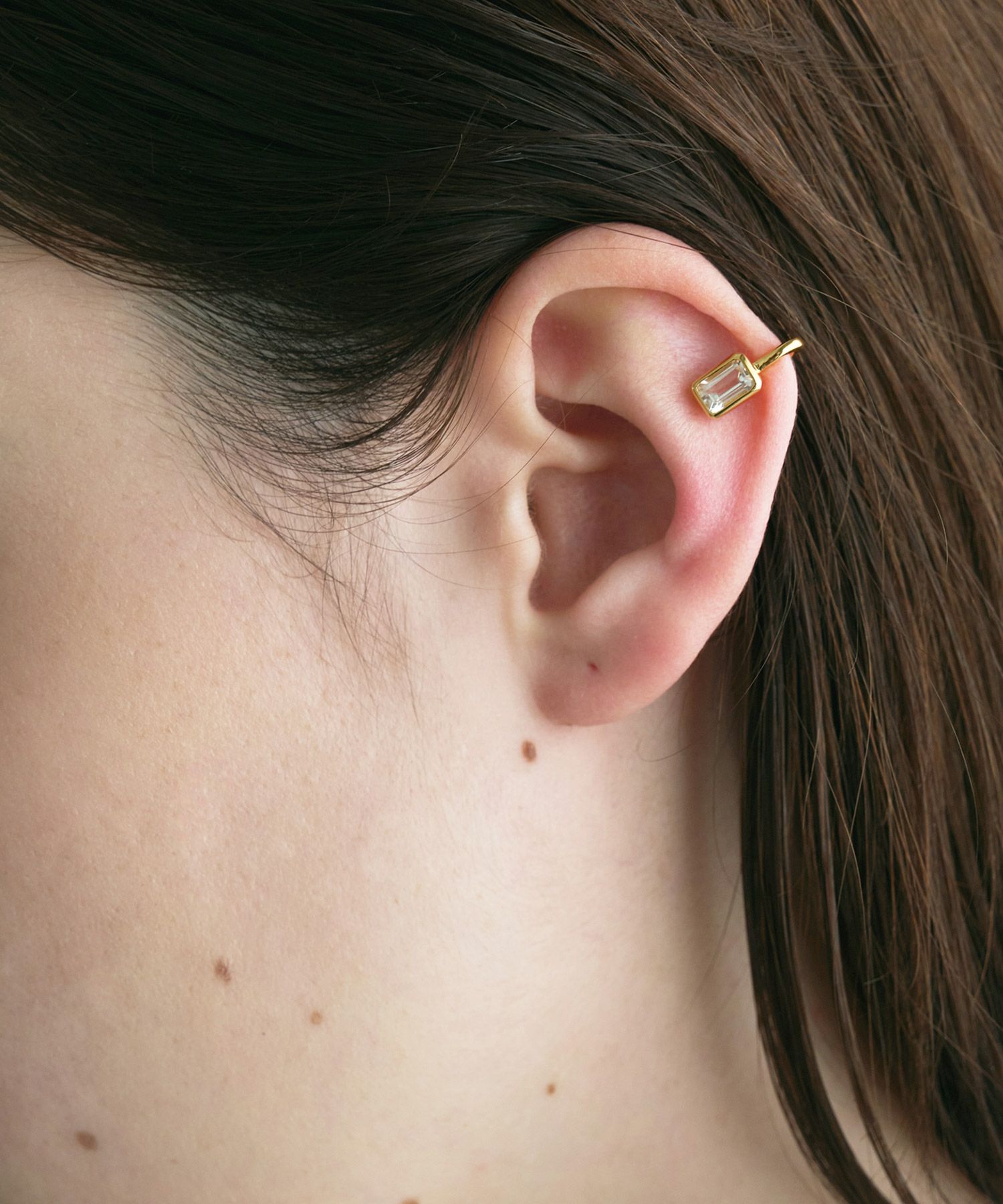 [SV925]レクタングルクリスタルイヤーカフ