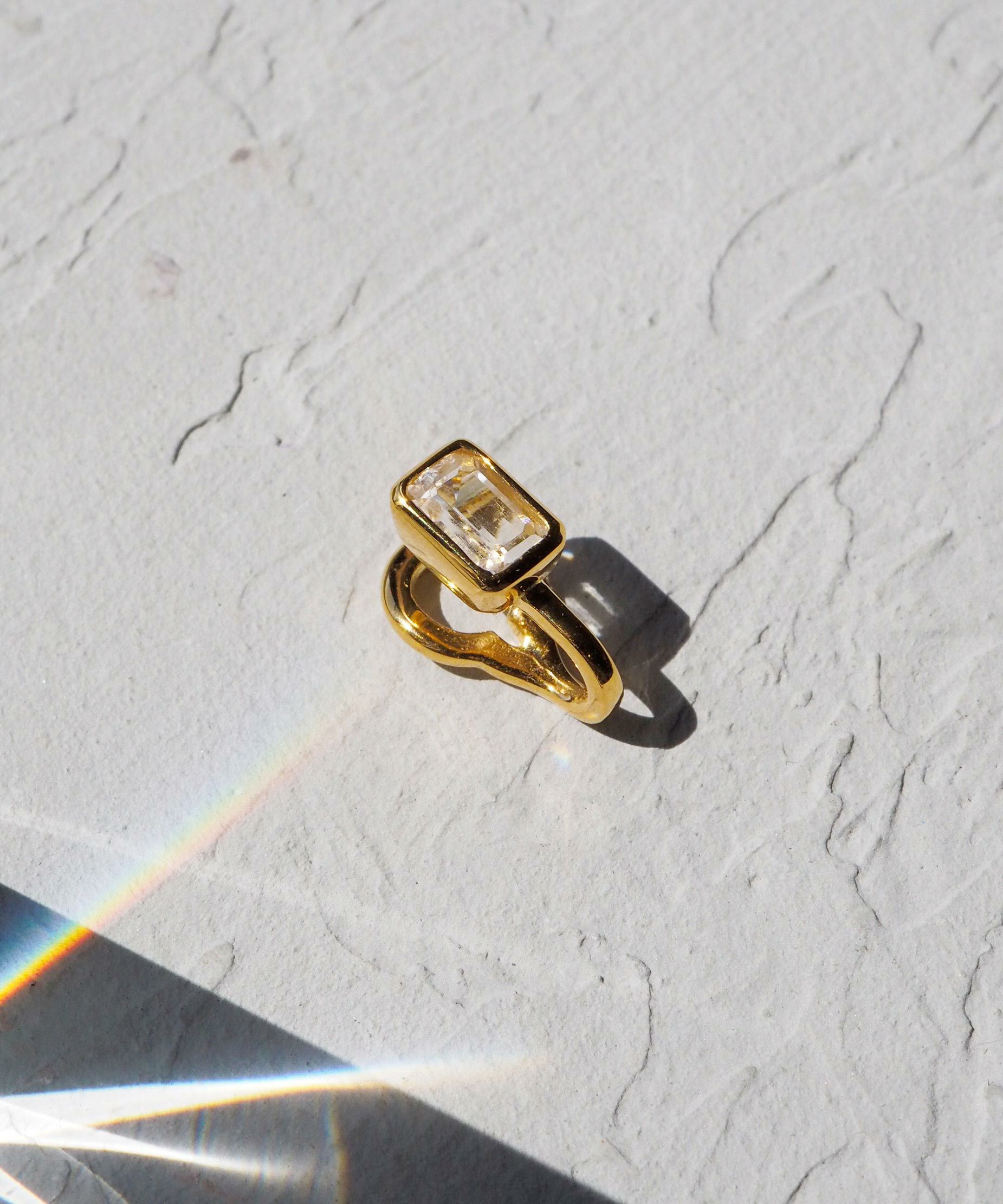 [SV925]レクタングルクリスタルイヤーカフ