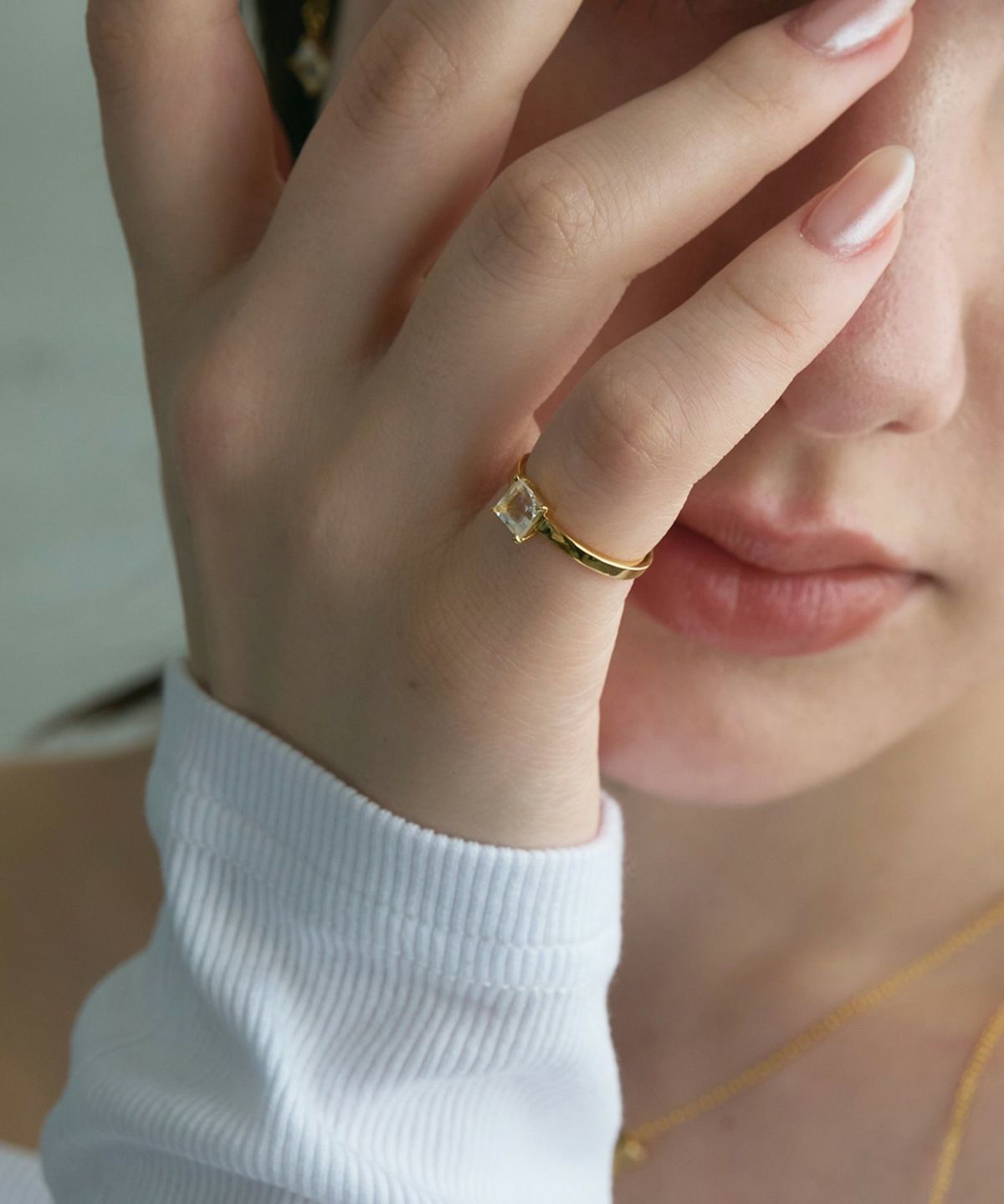 [SV925]スクエアクリスタルリング