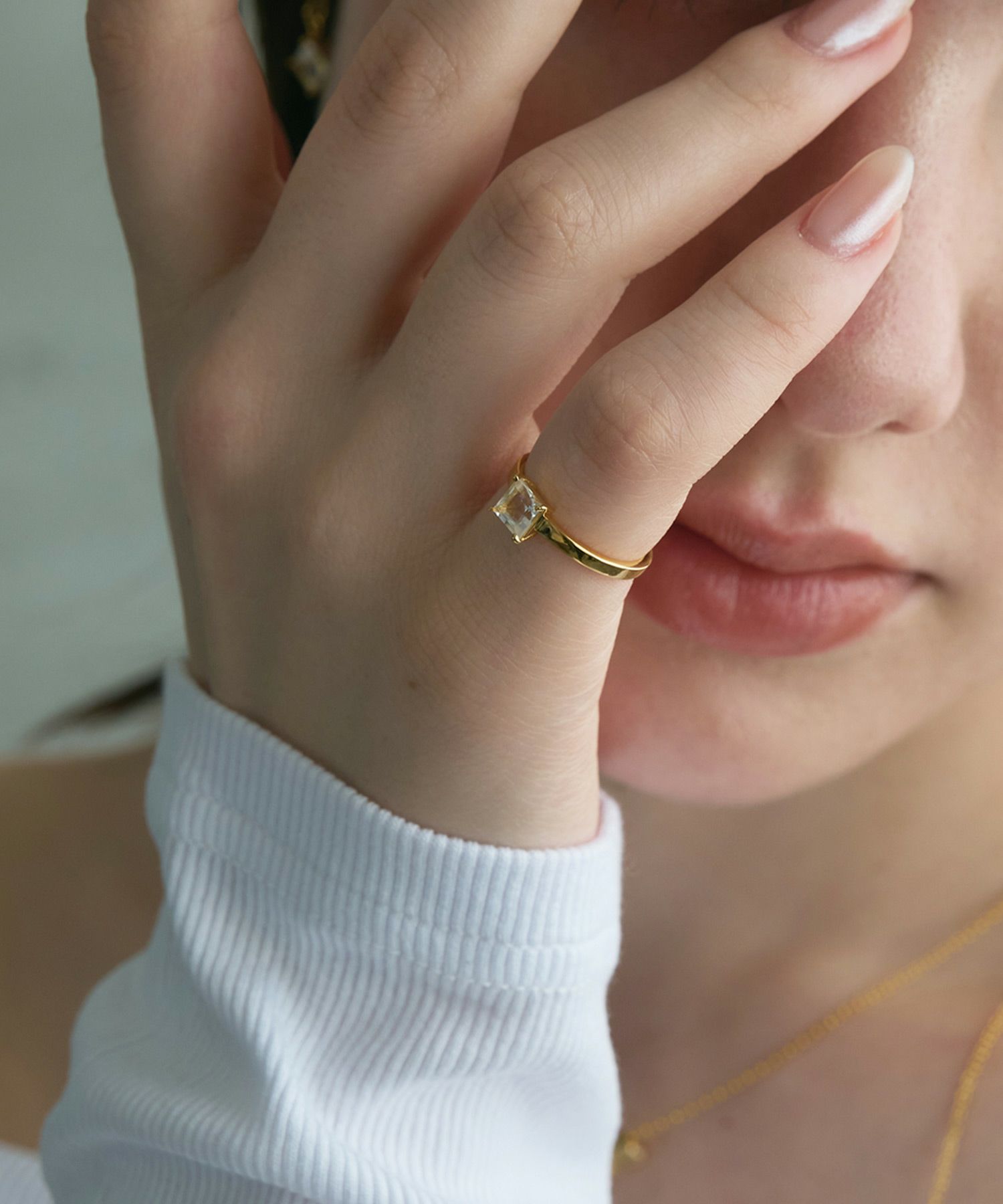 [SV925]スクエアクリスタルリング