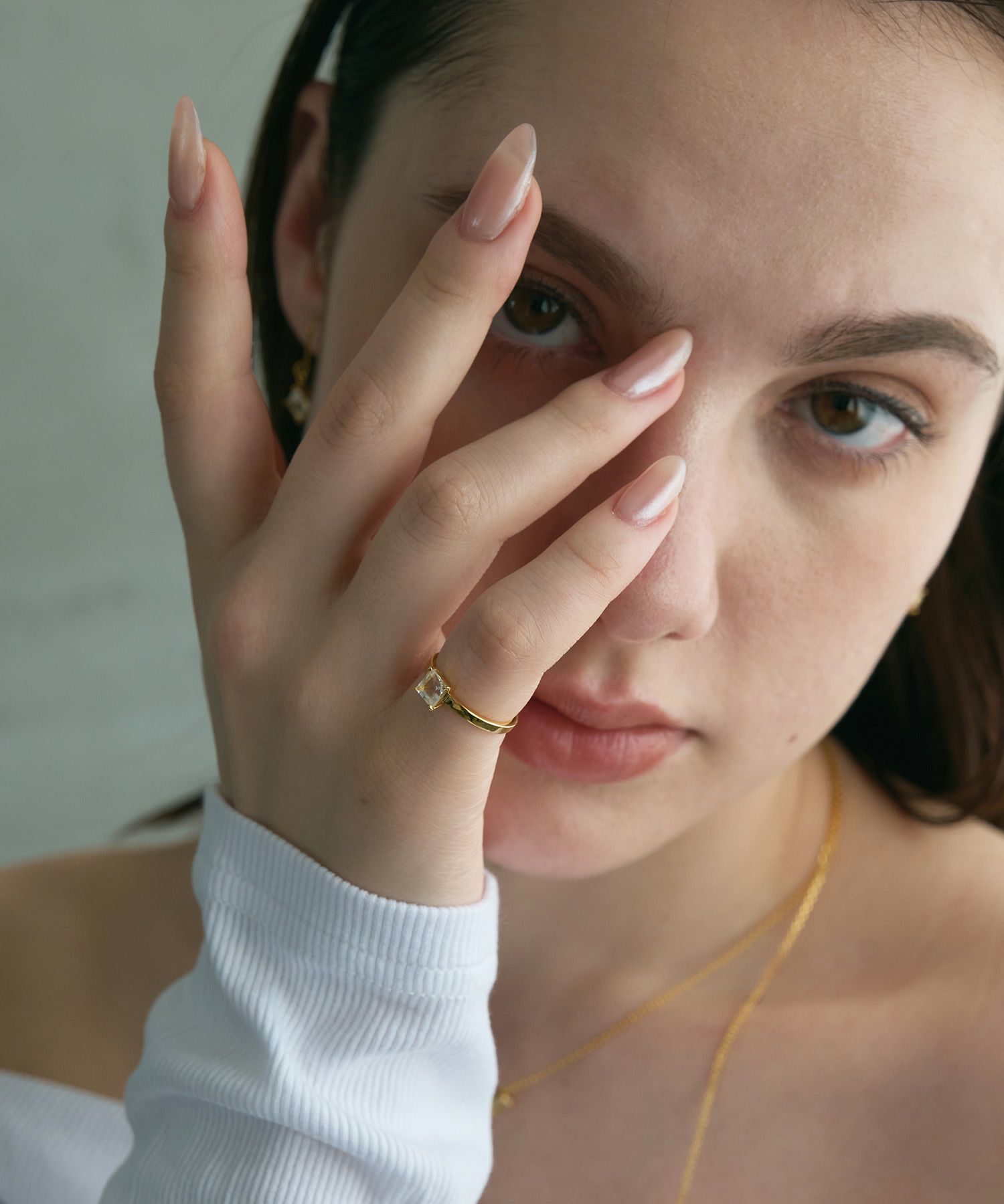 [SV925]スクエアクリスタルリング