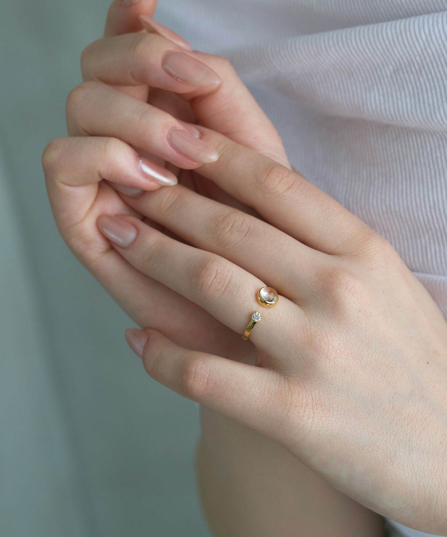 [SV925]ラウンドクリスタルオープンリング