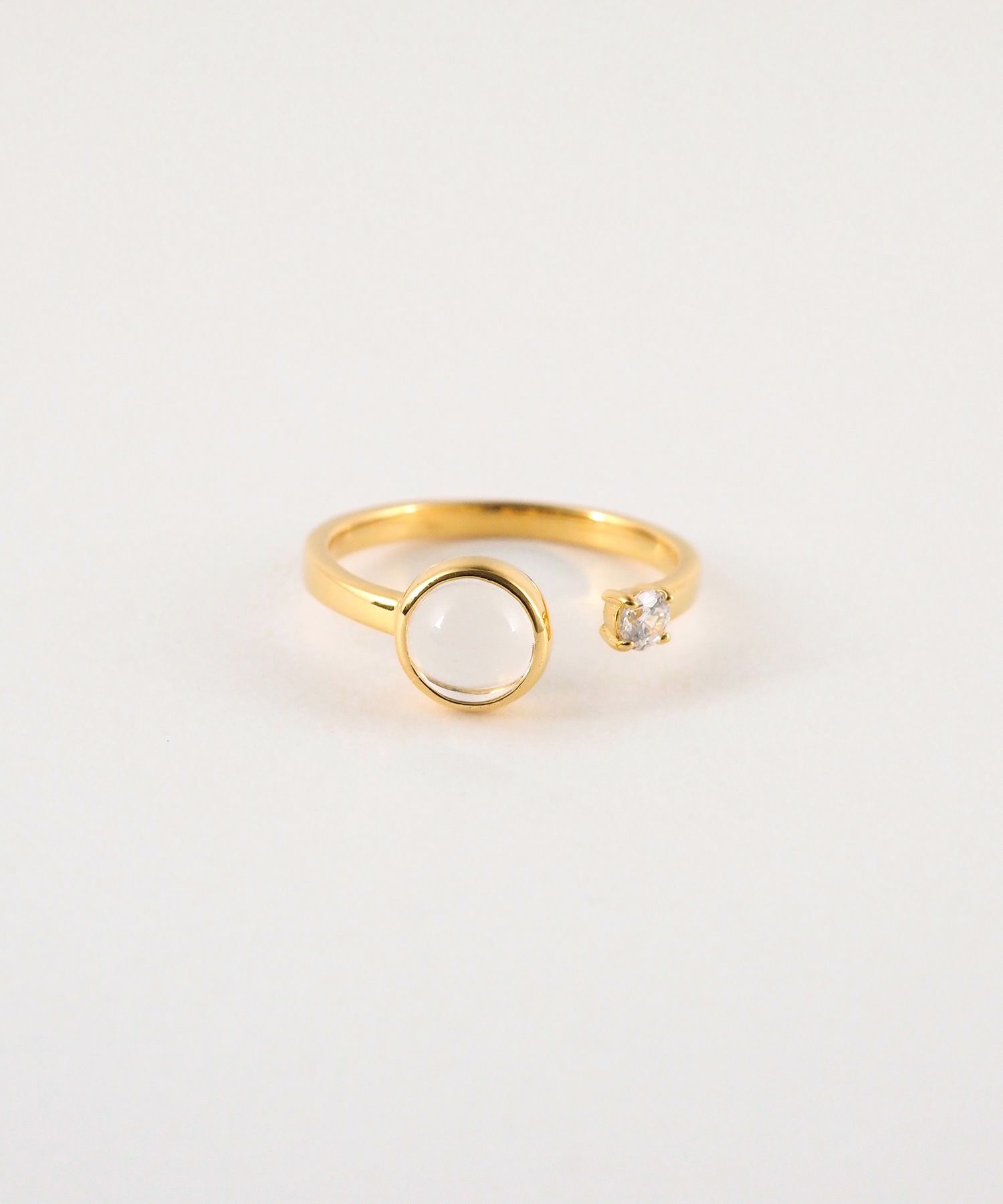 [SV925]ラウンドクリスタルオープンリング