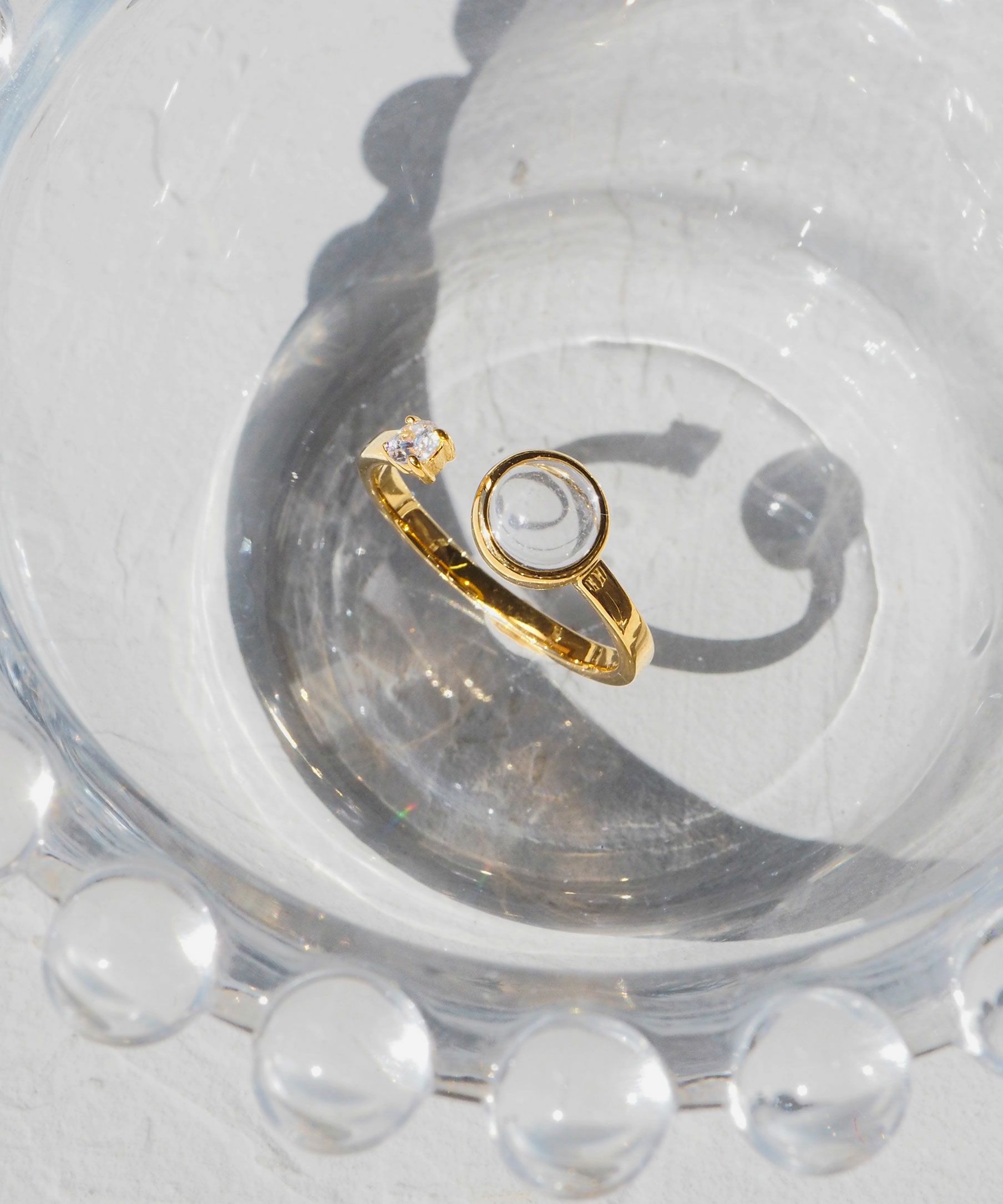 [SV925]ラウンドクリスタルオープンリング