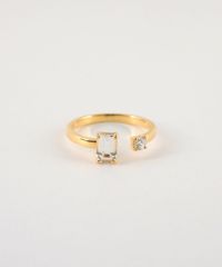 [SV925]レクタングルクリスタルオープンリング