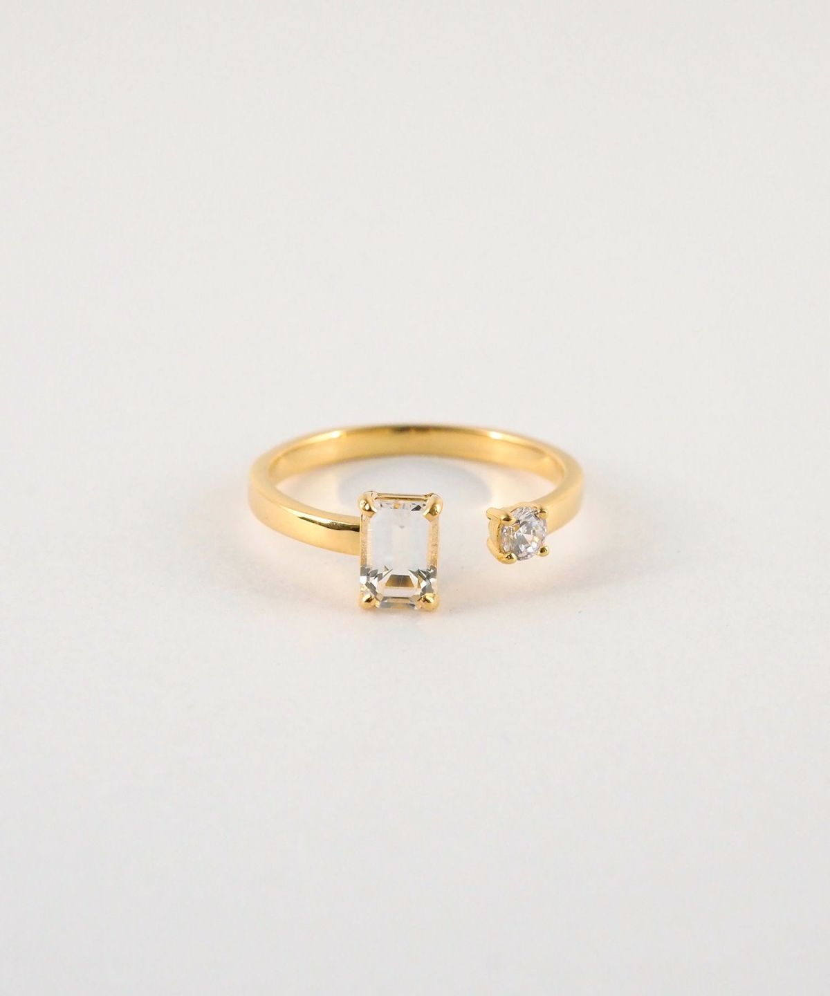 [SV925]レクタングルクリスタルオープンリング