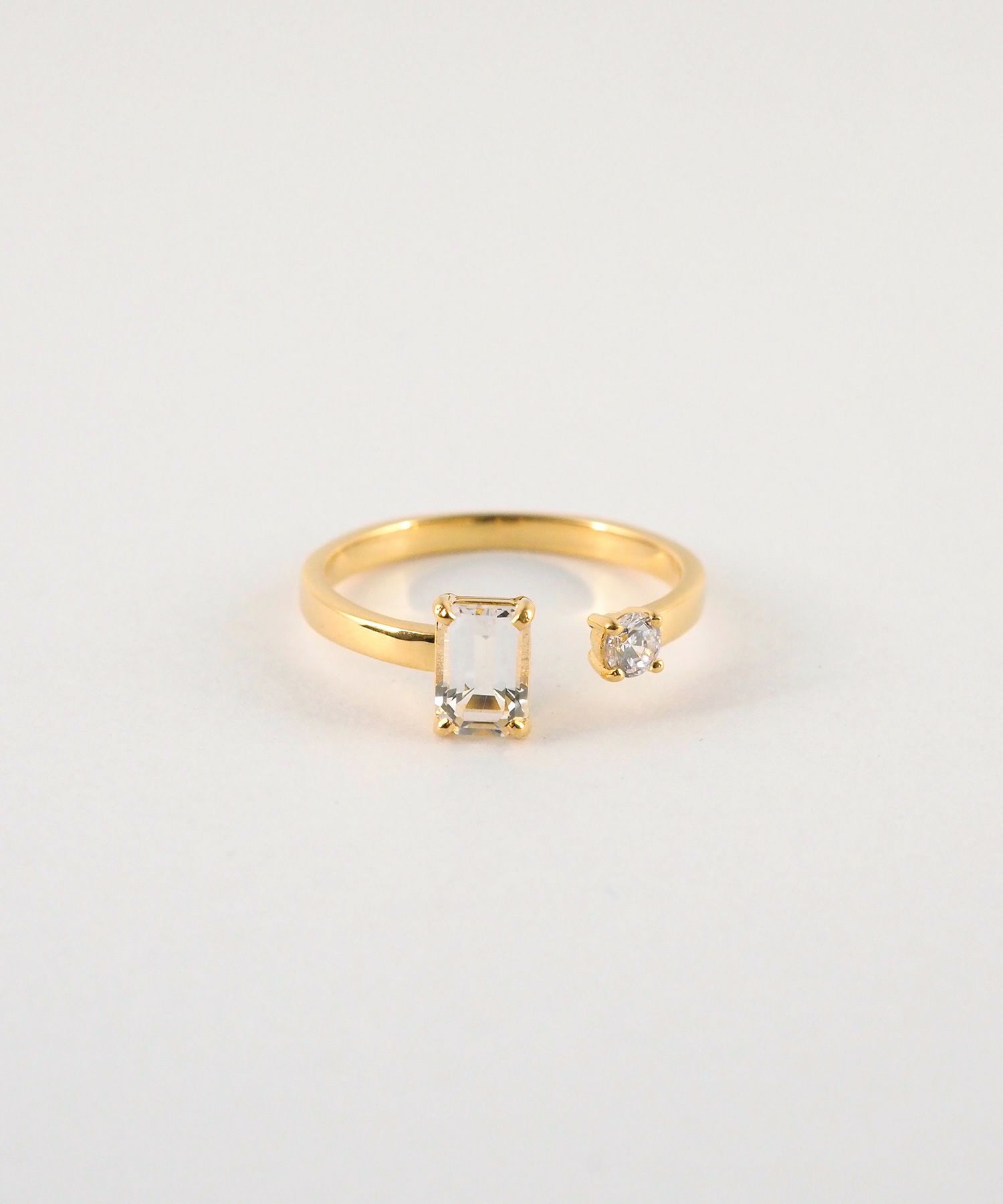 [SV925]レクタングルクリスタルオープンリング