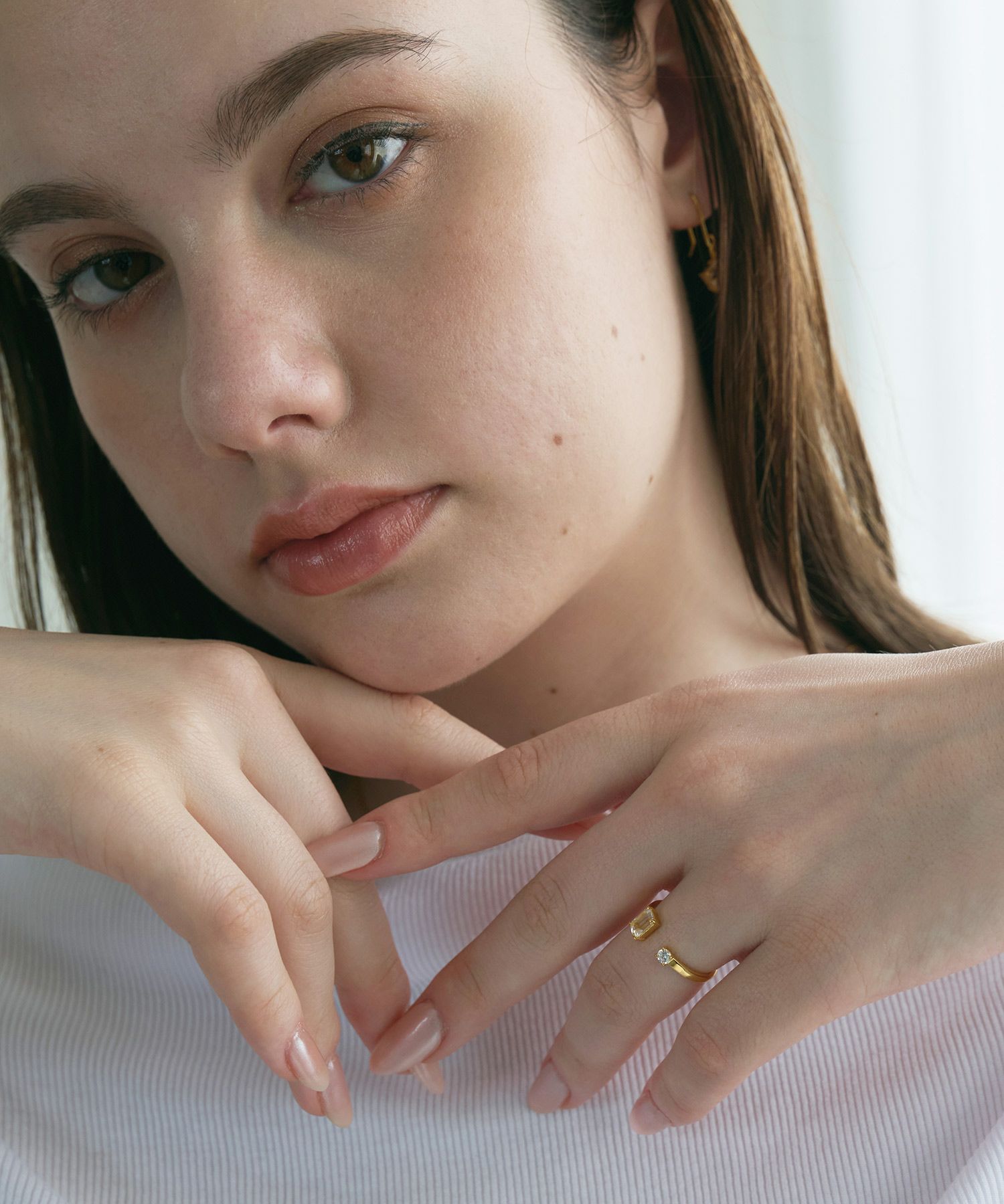 [SV925]レクタングルクリスタルオープンリング