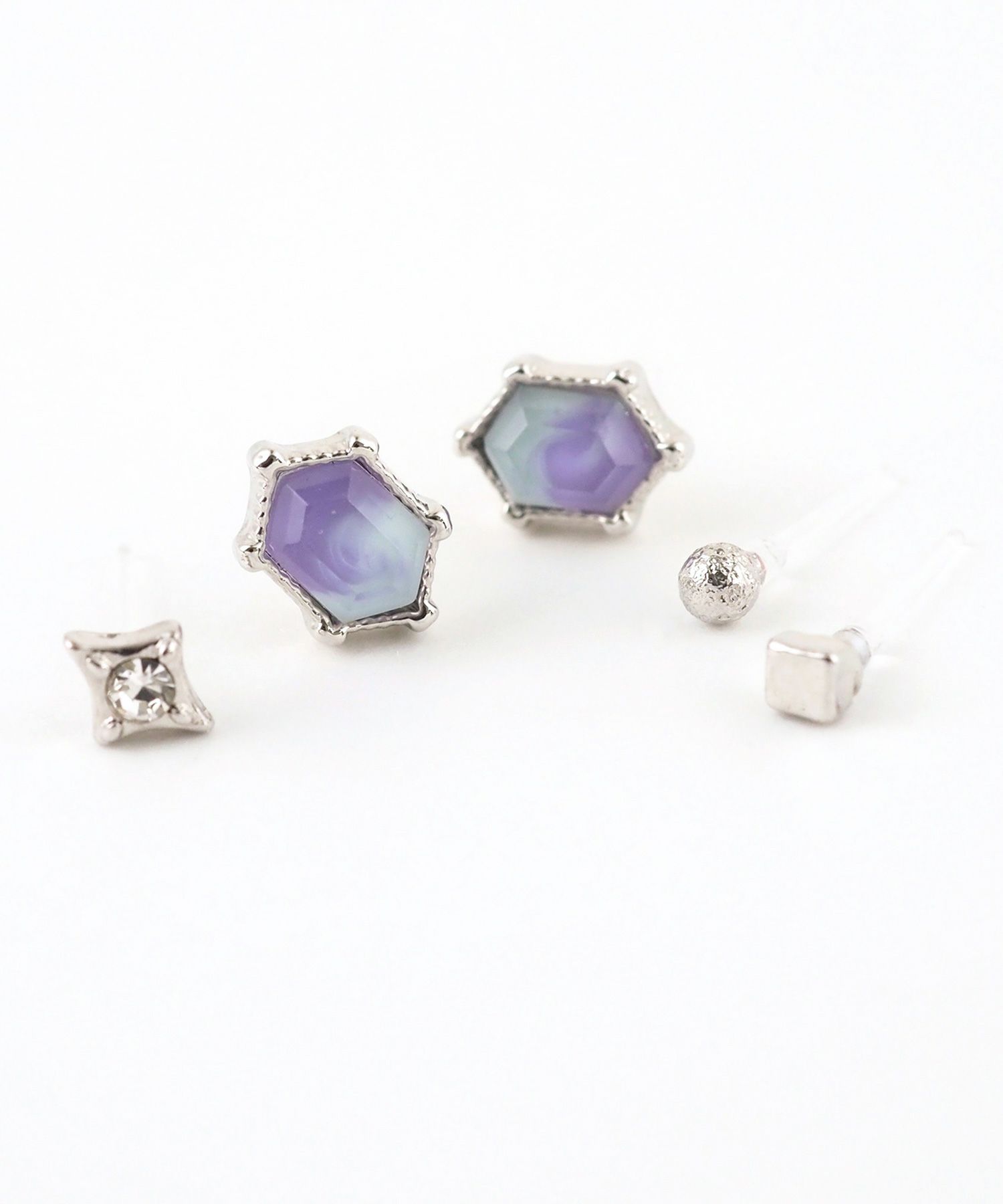 グラデーションカラー樹脂ポストセットピアス