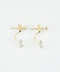 フラワーラインストーンバックキャッチピアス