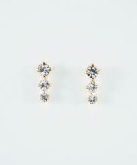 トリプルラインストーンピアス