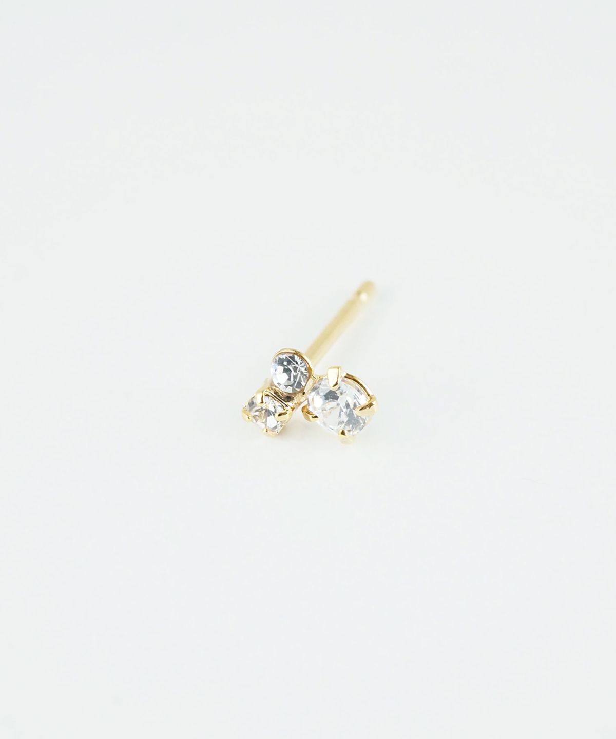 3連ラインストーンミニピアス