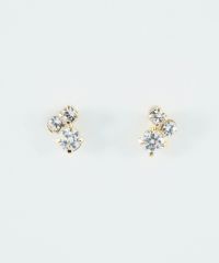 3連ラインストーンミニピアス