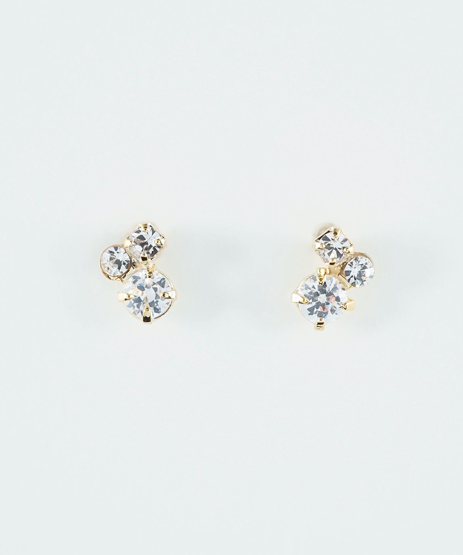 3連ラインストーンミニピアス