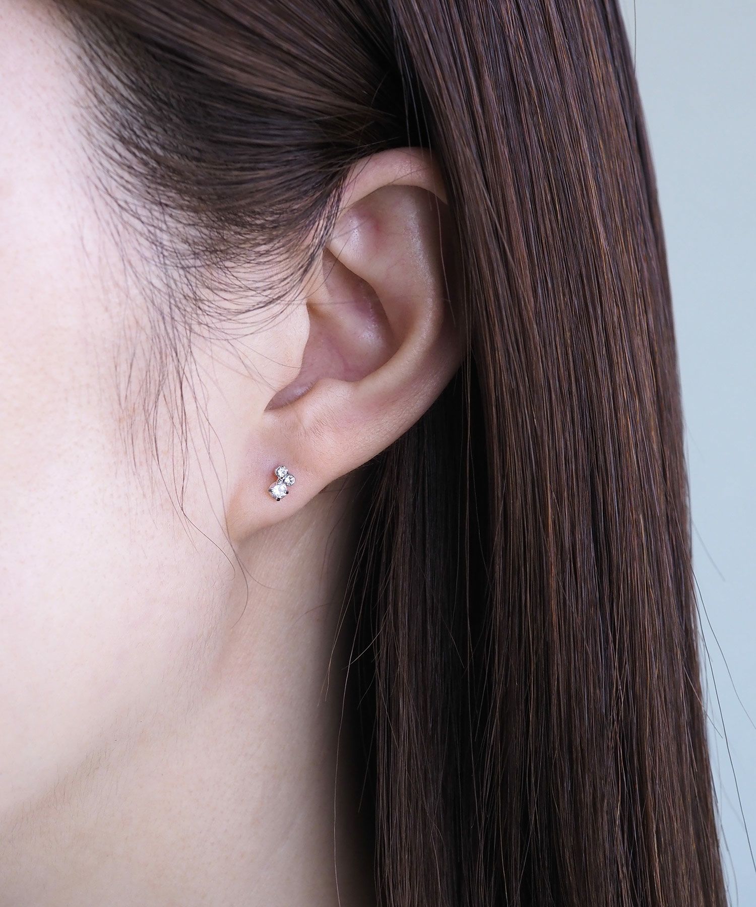 3連ラインストーンミニピアス