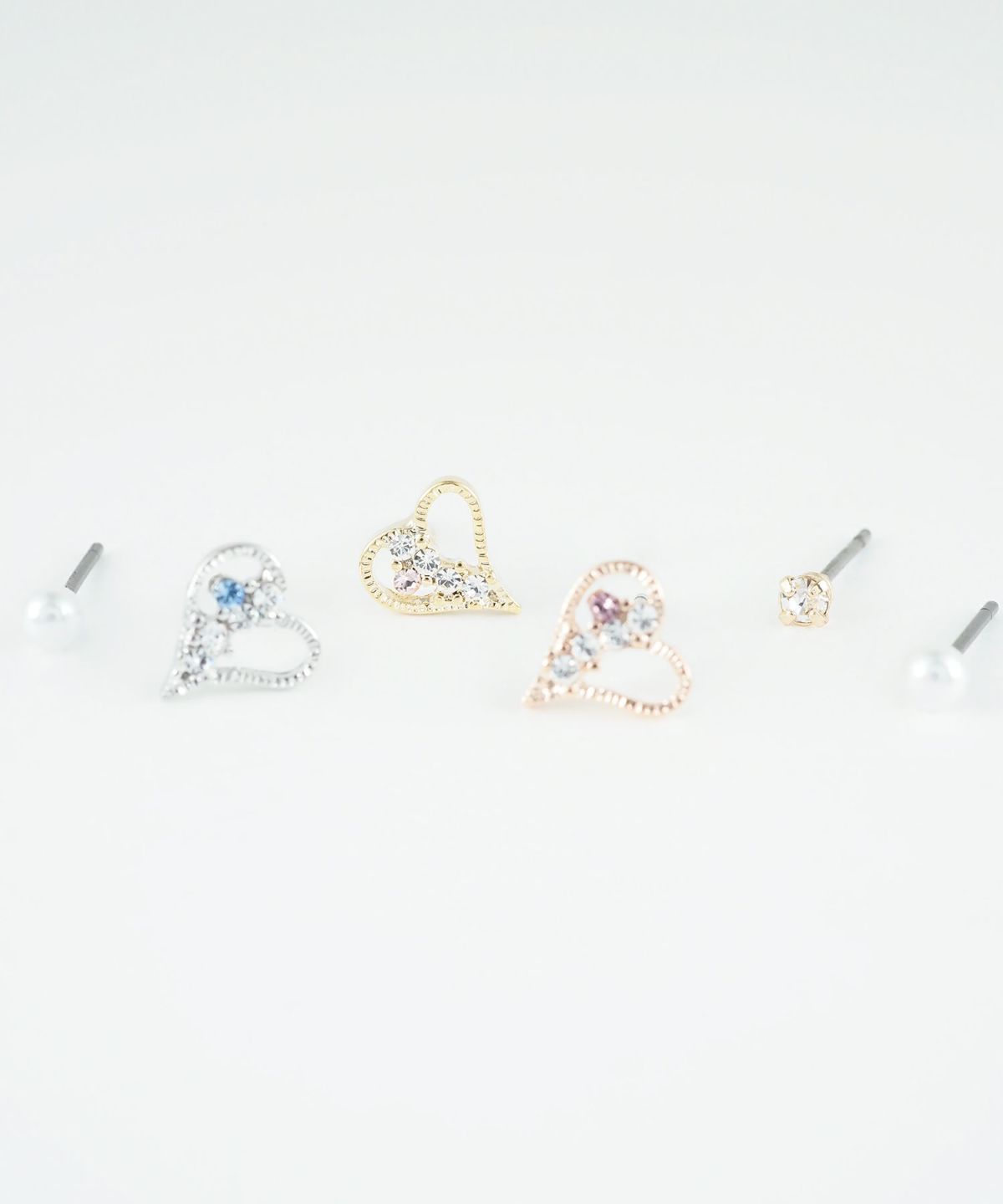 ハートビジューセットチタンポストピアス