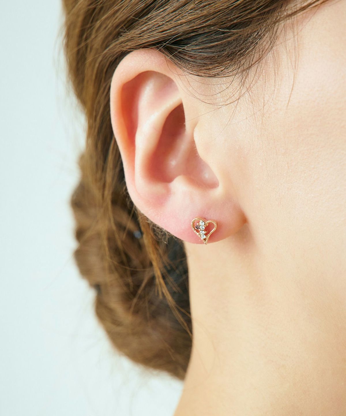 ハートビジューセットチタンポストピアス