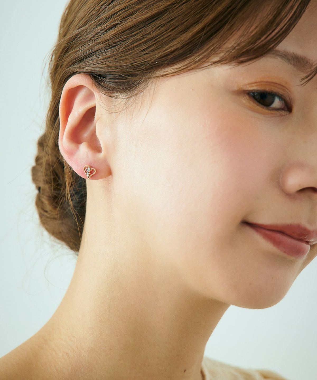 ハートビジューセットチタンポストピアス