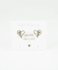 ハートビジューセットチタンポストピアス