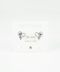 ハートビジューセットチタンポストピアス